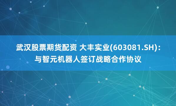 武汉股票期货配资 大丰实业(603081.SH)：与智元机器人签订战略合作协议