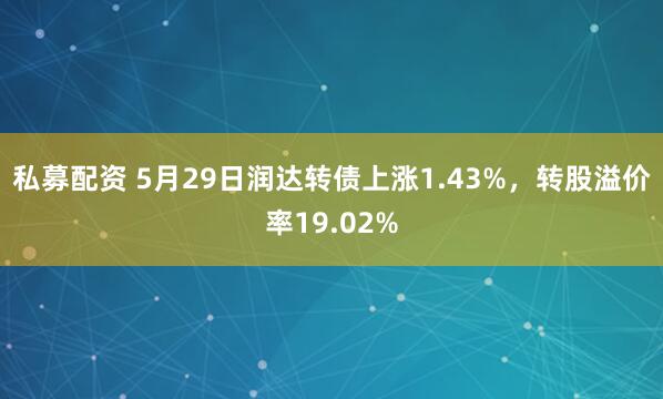 私募配资 5月29日润达转债上涨1.43%，转股溢价率19.02%