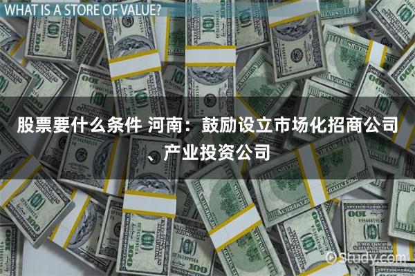 股票要什么条件 河南：鼓励设立市场化招商公司、产业投资公司